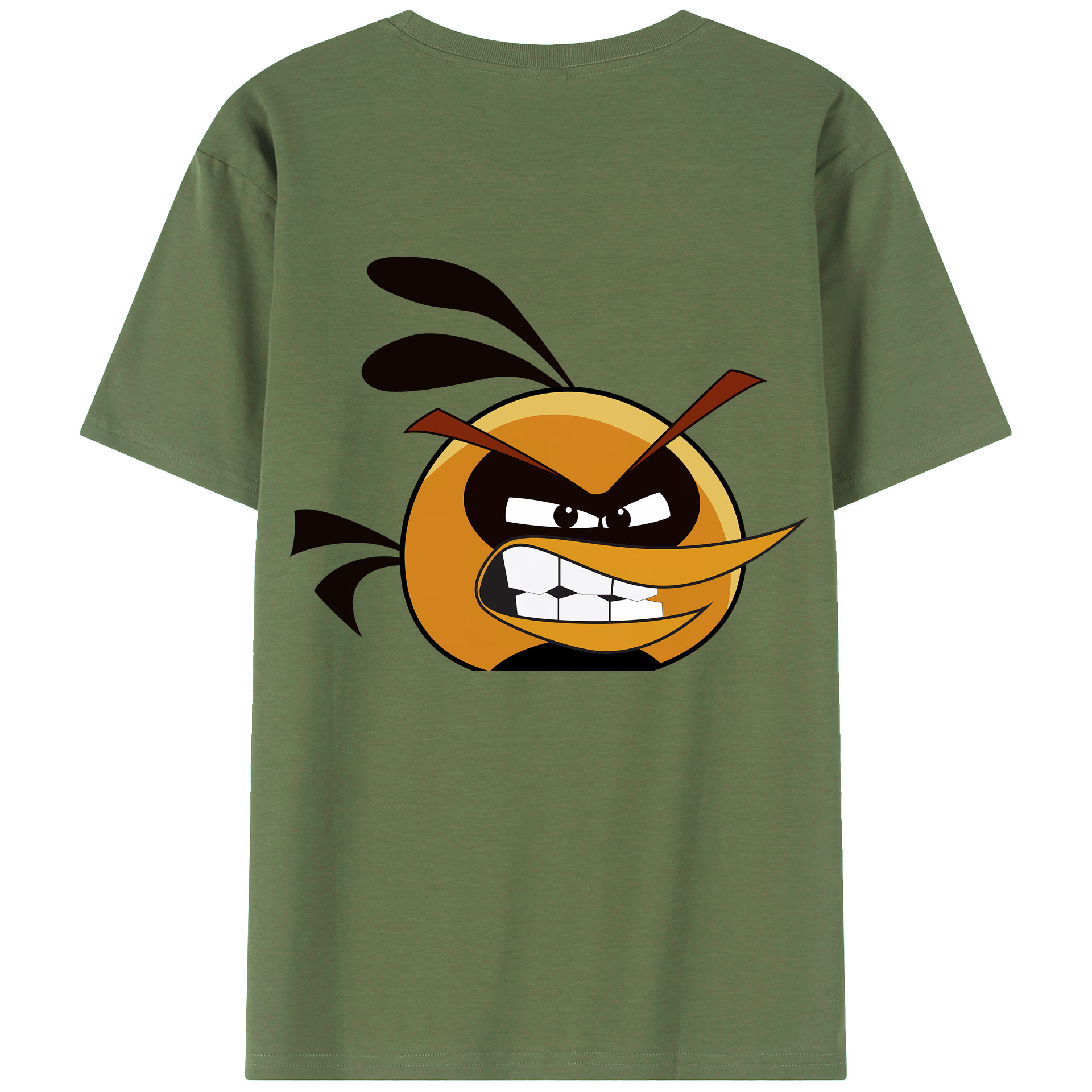（画像用） Angry Birds アングリーバード 綿100％ メンズ半袖Tシャツ（バックプリント） 通気性